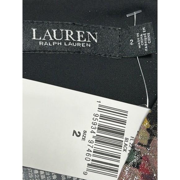 NWT Ralph Lauren Black Label Pleated Metallic Floral Dress Size 2 Jacquard - Picture 11 of 15